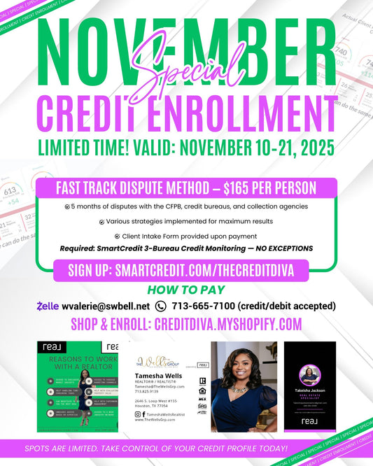 🎉 NOVEMBER CREDIT ENROLLMENT SPECIAL! 🎉-🚀 Fast Track Dispute Method — Just $165 per person! 💰 (Regular price: $225)